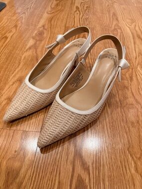 Target Cream Woven Pointed-Toe Slingback Flats
